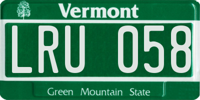 VT license plate LRU058
