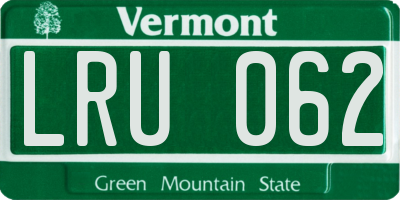 VT license plate LRU062