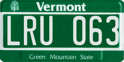 VT license plate LRU063