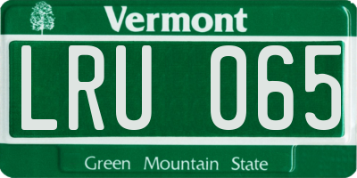VT license plate LRU065
