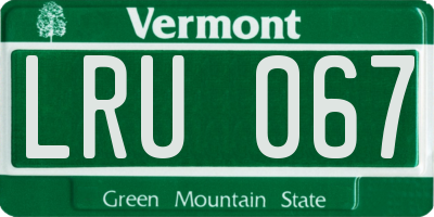 VT license plate LRU067