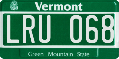 VT license plate LRU068
