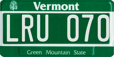 VT license plate LRU070