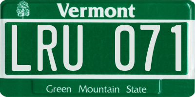 VT license plate LRU071