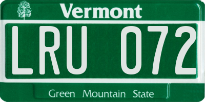 VT license plate LRU072