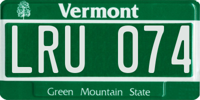 VT license plate LRU074