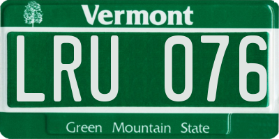 VT license plate LRU076