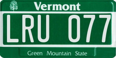 VT license plate LRU077