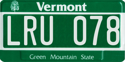 VT license plate LRU078