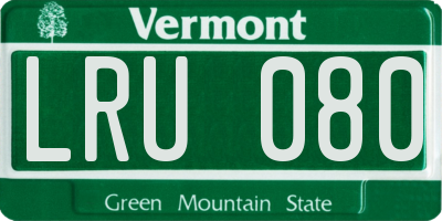 VT license plate LRU080