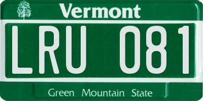VT license plate LRU081