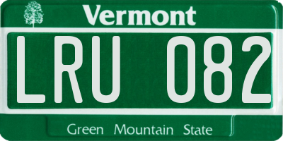 VT license plate LRU082