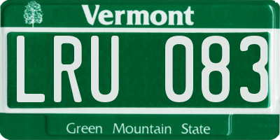 VT license plate LRU083