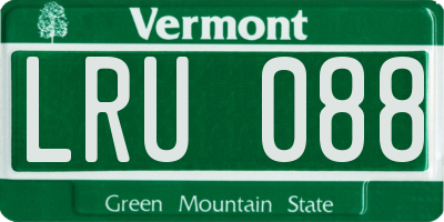 VT license plate LRU088