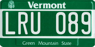 VT license plate LRU089