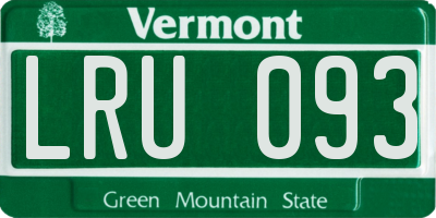 VT license plate LRU093