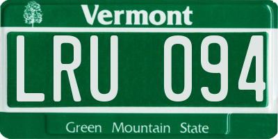VT license plate LRU094