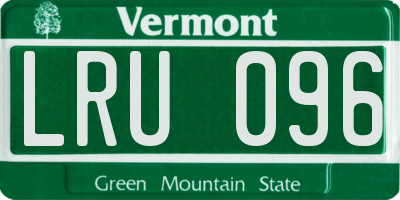 VT license plate LRU096