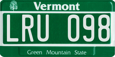 VT license plate LRU098