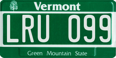 VT license plate LRU099