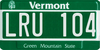 VT license plate LRU104