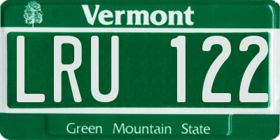 VT license plate LRU122