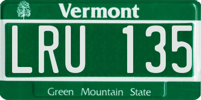 VT license plate LRU135