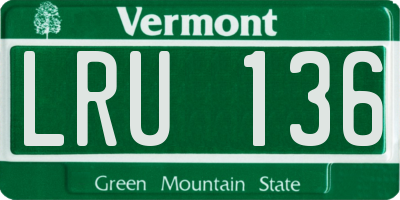 VT license plate LRU136