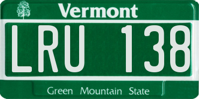 VT license plate LRU138