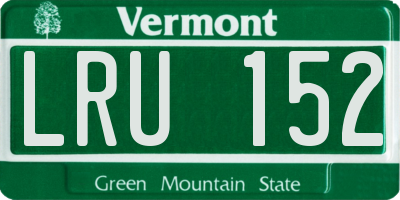 VT license plate LRU152