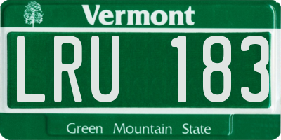 VT license plate LRU183