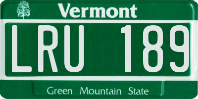 VT license plate LRU189