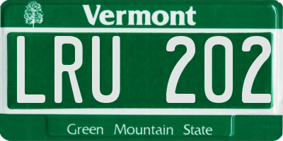 VT license plate LRU202