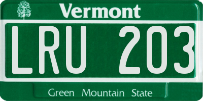 VT license plate LRU203