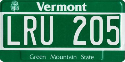 VT license plate LRU205