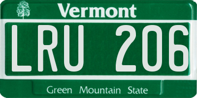 VT license plate LRU206