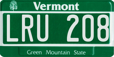 VT license plate LRU208