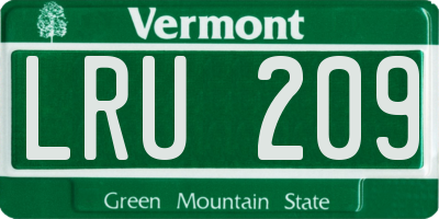 VT license plate LRU209