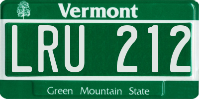 VT license plate LRU212