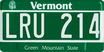 VT license plate LRU214