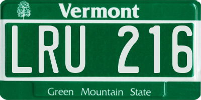 VT license plate LRU216