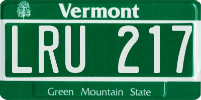 VT license plate LRU217