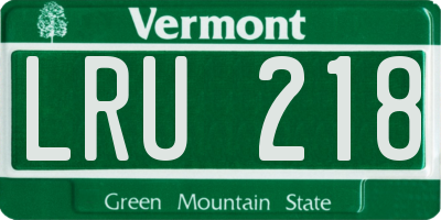 VT license plate LRU218