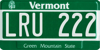 VT license plate LRU222