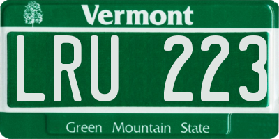 VT license plate LRU223