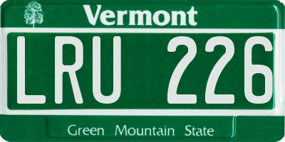 VT license plate LRU226