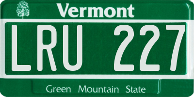 VT license plate LRU227