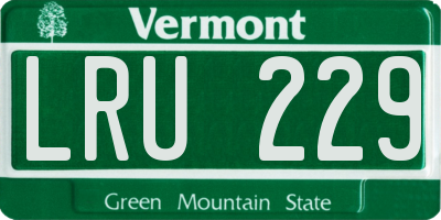 VT license plate LRU229