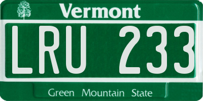 VT license plate LRU233