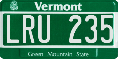 VT license plate LRU235